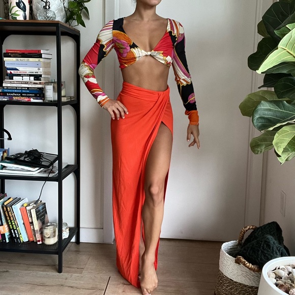 Ronny Kobo Halena Top and Blythe Matching Long Sleeve Crop Top and Skirt Set XS - Picture 5 of 14